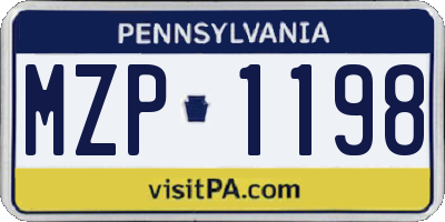 PA license plate MZP1198