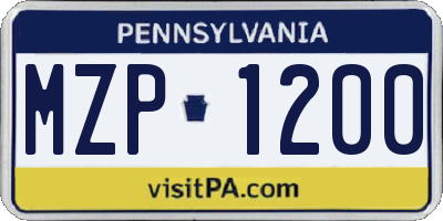 PA license plate MZP1200