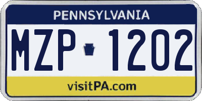 PA license plate MZP1202