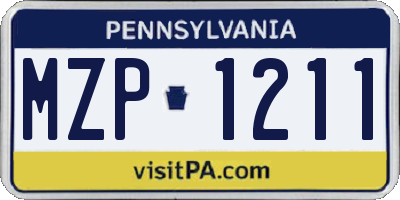 PA license plate MZP1211
