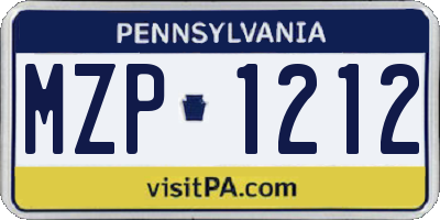 PA license plate MZP1212