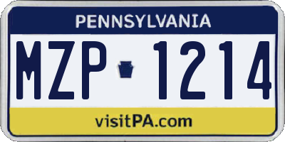PA license plate MZP1214