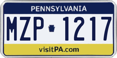 PA license plate MZP1217