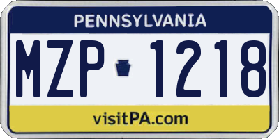 PA license plate MZP1218