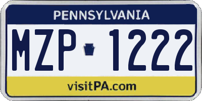 PA license plate MZP1222