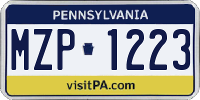 PA license plate MZP1223