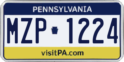 PA license plate MZP1224