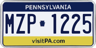 PA license plate MZP1225