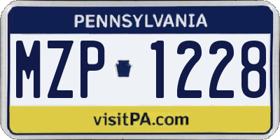 PA license plate MZP1228