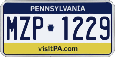 PA license plate MZP1229