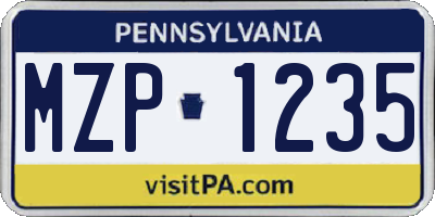 PA license plate MZP1235