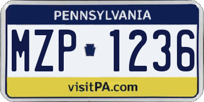 PA license plate MZP1236