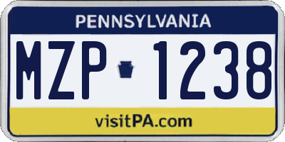 PA license plate MZP1238