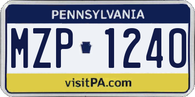 PA license plate MZP1240