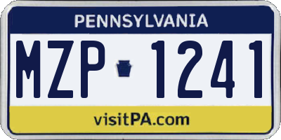 PA license plate MZP1241