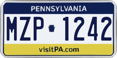 PA license plate MZP1242