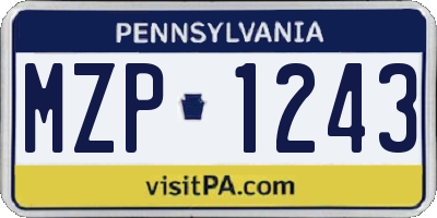 PA license plate MZP1243