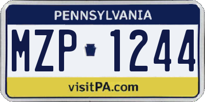 PA license plate MZP1244