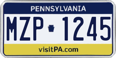 PA license plate MZP1245