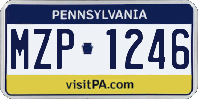 PA license plate MZP1246