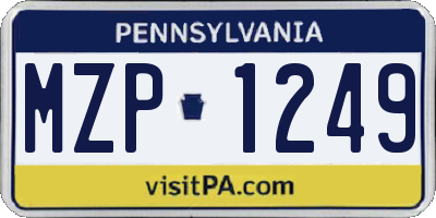 PA license plate MZP1249