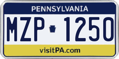 PA license plate MZP1250
