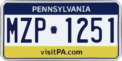 PA license plate MZP1251