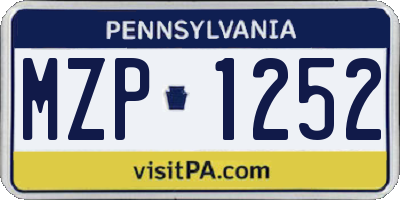 PA license plate MZP1252