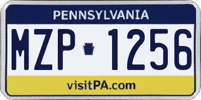 PA license plate MZP1256