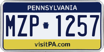 PA license plate MZP1257