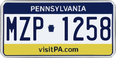 PA license plate MZP1258