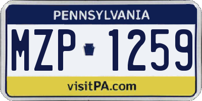 PA license plate MZP1259