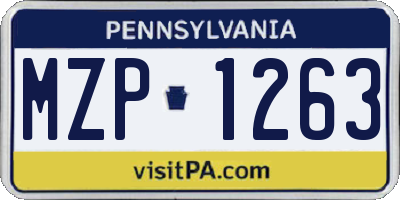 PA license plate MZP1263