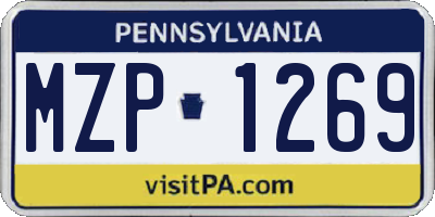 PA license plate MZP1269