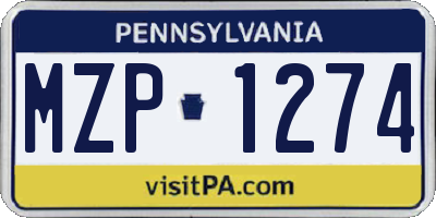PA license plate MZP1274