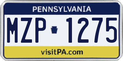 PA license plate MZP1275