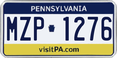 PA license plate MZP1276