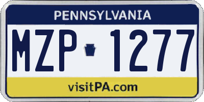 PA license plate MZP1277