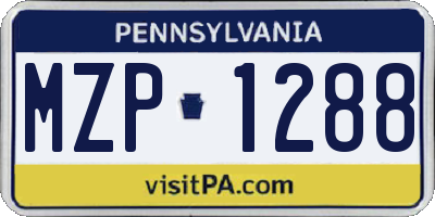 PA license plate MZP1288