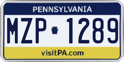 PA license plate MZP1289