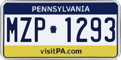 PA license plate MZP1293