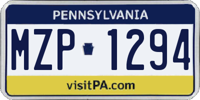 PA license plate MZP1294
