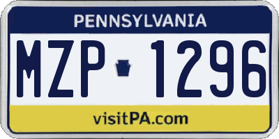 PA license plate MZP1296