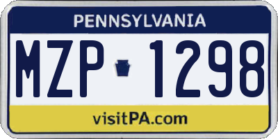 PA license plate MZP1298