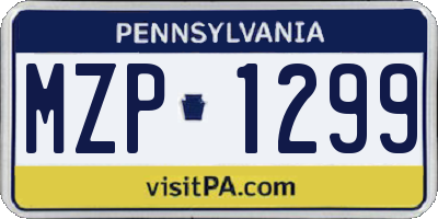 PA license plate MZP1299