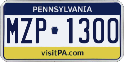 PA license plate MZP1300