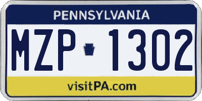 PA license plate MZP1302