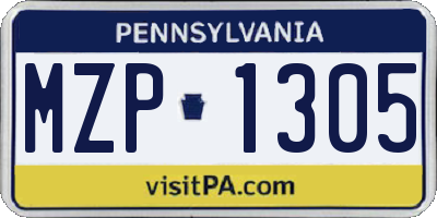 PA license plate MZP1305