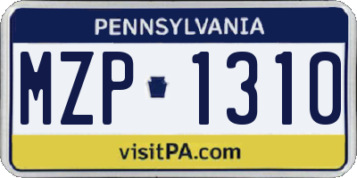 PA license plate MZP1310