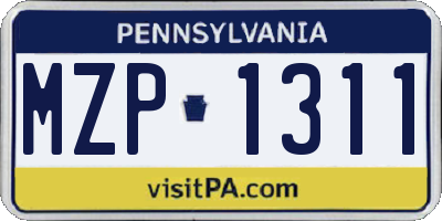 PA license plate MZP1311